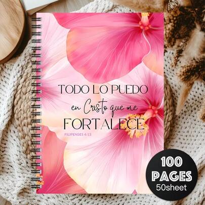 1 pieza Cuaderno inspirador rosa con frases motivacionales en español y patrones florales elegantes, diario de autorreflexión, regalo ideal para amigas y hermanas, diario motivacional y libreta de inspiración diaria