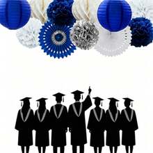 1 Set (11pcs) Blue, Silver & White Flower Fan, Lantern, Honeycomb Party Decoration Hanging Set, Includes 2 Fans, 2 Lanterns, 2 Honeycombs & 5 Flower Balls, Suitable For Bridal Shower, Birthday Party, Baby Shower, Wedding, Christmas, Engagement Party, Father's Day, Blue Birthday Decor For Men, 2026 Graduation Decor - Multicolor - View 6
