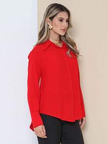 Women Blouses - Red - View 2