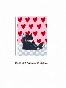 1pc Frameless Heart Cute Cat Lover Wall Art Canvas Poster Print Mother's Day Gift Decor For Living Room, Bedroom, Dorm Room Decor - Cat - View 15