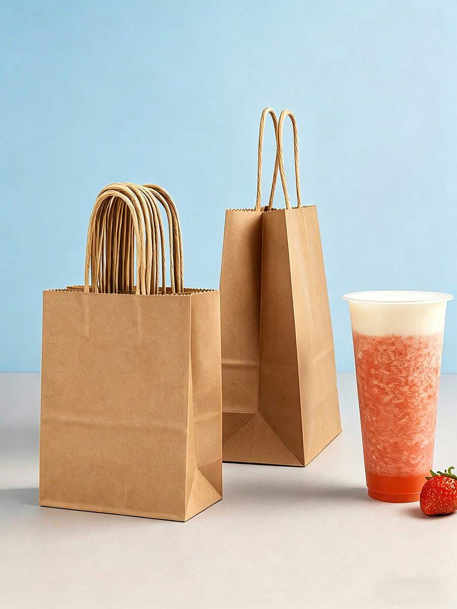 Thickened Kraft Paper Bags, Small Takeout Packaging Bags, 40pcs Baking Cookie Packaging Bags, Birthday Wedding Party Favor Bags, Restaurant Retail Shopping Gift Bags, Oil-Proof Universal Packaging Paper Bags
