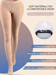 女士20-30mmHg中度压力连裤袜，透气柔软，高腰性感打底裤，舒适 - 彩色 - 查看 2