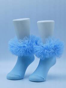 1 đôi tất kiểu công chúa viền bèo hoa 3D cho bé gái - Nhiều màu - Xem 3