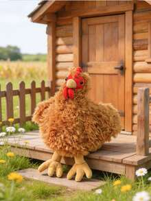 1 pieza Muñeco de peluche de gallina linda de 25cm/9.84in, muñeco de pollo de peluche súper suave y esponjoso, muñeco de peluche de animal de granja realista y adorable, regalo perfecto de cumpleaños, Navidad y Pascua para niños, decoración acogedora para el hogar, la guardería y el sofá, compañero lindo para los amantes de los animales - Marrón - Ver 5