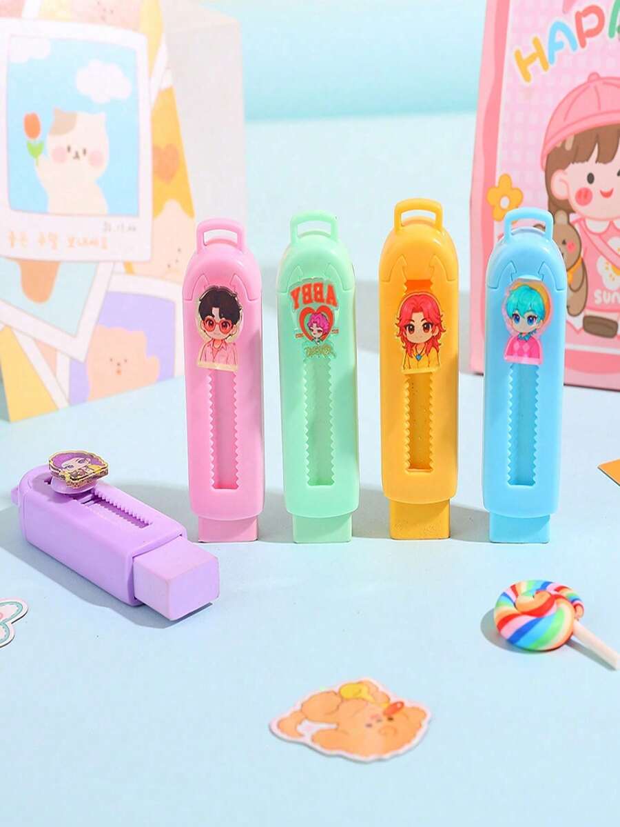 Hasbro 4片/套 卡通韩流女巫组合橡皮擦，创意文具，低粉尘易擦橡皮贴纸，办公学习用品/文具收纳/返校必备 - 套裝 - 查看 1