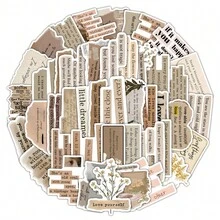 50张复古英文撕取式创意贴纸 电脑和纸贴纸 剪贴簿 笔记本电脑贴纸 文具工艺品 - 1 Set - 查看 5