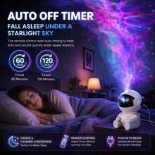 Proyector de cielo estrellado con astronauta, lámpara de noche de galaxia para dormitorio infantil, proyector de estrellas con control remoto, lámpara LED brillante, iluminación ambiental de nebulosa estética para sala de juegos, cine en casa, techo, decoración de fiesta y regalo para niños - Astronautas blancos abrazan estrellas - Ver 3