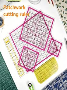Bộ 5 thước may bằng acrylic - 2.5", 3.5", 5.0", 6.0", 8.0" | Thước nhựa thủ công dùng cho may vá, ch quilting, đan và thêu | Thiết kế may màu hồng - nhiều màu - Xem 2