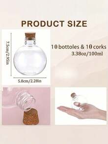 Transparent Plastic Ball-Shaped Potion Bottle With Soft Cork Lid | Sand Art Container, Suitable For Party Drinks, Magic Potions, DIY Crafts, Essential Oils, Glass Potion Bottles, Potion Jars, Drift Bottles, Agarwood Fragrance Bottles, Cordyceps Flower Tea Bottles, Wishing Bottles - Multicolor - View 4