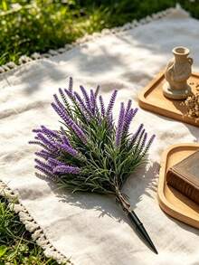 1pc 43.5cm/17.13in Purple Lavender (With Ground Stake), Outdoor Decor, Yard Decor, Garden Decor, Artificial Plant, Floral Arrangement, Summer Yard & Garden - Purple - View 3