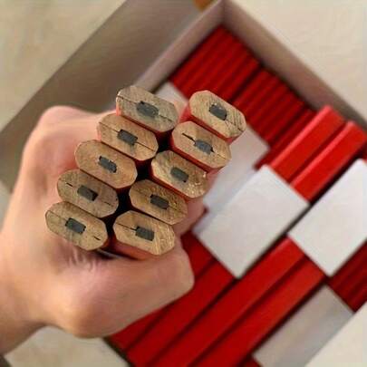 10pcs/20pcs Carpenter's Pencils, Black Flat Octagonal Wooden Carpenter Pencils With Black Lead