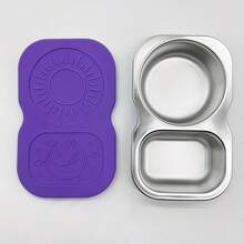 1 paquete de 304 tazas de salsa de acero inoxidable con 2 compartimentos y tapa de silicona, recipiente reutilizable de 2 compartimentos para aperitivos, juego de recipientes para aliños, recipiente pequeño de 2 compartimentos para condimentos con tapa de silicona, adecuado para aliños de ensalada - Multicolor - Ver 8