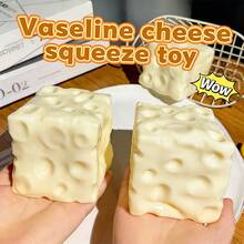 1pc Realistic Fake Food Squishy Cheese Toy, Moldable Squishies, Cheese, Cute Gift, Birthday Gift, Stress Relief - Multicolor - View 5
