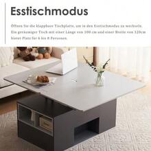 =313593594GAA Liftable Multifunctional Coffee Table - Tabletop Opens To 2 Tables, Dark Grey + Light Grey, Large Capacity, Modern Living Room Furniture, Office Dining Table Side Table Multifunctional Table - Grey - View 4
