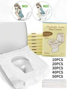 10 cái/50 cái/100 cái Tấm lót bồn cầu dùng một lần tự tan cho các chuyến công tác và du lịch, giấy lót bồn cầu dùng một lần - Màu vàng - Xem 8