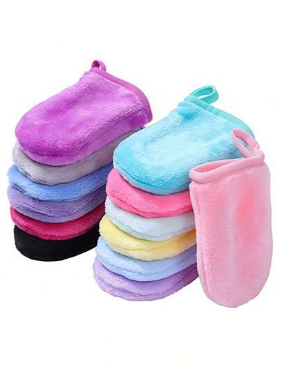 2pcs/Set Reusable Makeup Remover Cleansing Towel Gloves, 10x13cm Coral Fleece Facial Cloth, Removes Makeup, Eyeliner, Mascara And Skin Oil, Suitable For Weddings, Mother's Birthday, Beach Trips And Holidays. An Ideal Gift For Women, Mothers, Teachers, Friends, Bridesmaids, Students For Back To School And Summer Season. Minimalist Yet Beautiful, Fashionable And Elegant.