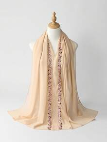 1 chiếc khăn trùm đầu bằng vải chiffon thêu hoa trơn màu dành cho nữ, kích thước 70x180cm, mềm mại, thoải mái, nhẹ, thoáng khí, đa năng, thiết kế thêu phối màu tương phản trang nhã, phù hợp cho sử dụng hàng ngày, mọi mùa, làm phụ kiện, dịp lễ hội. - Nhiều màu - Xem 14
