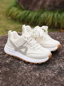 1双女童运动鞋，防滑耐穿，适合女童、大童，全年休闲穿着 - 米色 - 查看 3