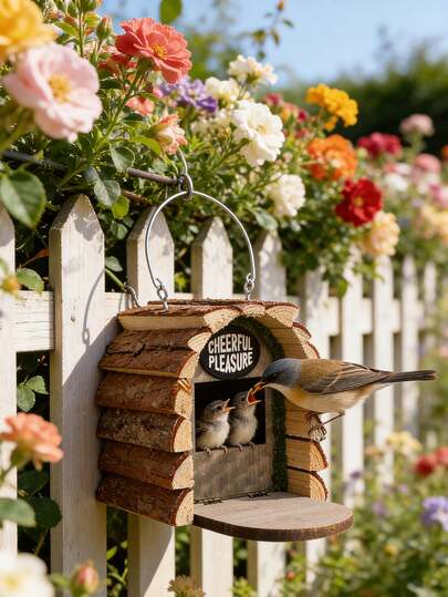 Outdoor Birdhouse Feeder: Suitable For Courtyards, Gardens, And Balconies, This Feeder Attracts Birds Such As Hummingbirds And Sparrows. It Facilitates The Feeding Of Both Domestic And Wild Birds, Making It Ideal For Home Users And Nature Enthusiasts Alike.