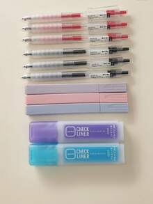 11pcs Cute Stationery Set, Includes Elegant Ballpoint Pens, 3 Soft Highlighters, 2 Vibrant Highlighters, 6 Large Capacity 0.5mm Ballpoint Pens, Suitable For Students, University Essentials, Office Writing - School Supplies Set - View 8