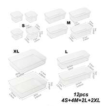 Bộ 6/7 hộp đựng đồ trong suốt, hộp đựng mỹ phẩm, hộp chia ngăn bàn làm việc, thích hợp đựng mỹ phẩm, văn phòng phẩm và các vật dụng khác, hộp quà mùa hè dành cho phụ nữ. - Trong sáng - Xem 18