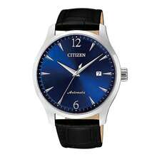 CITIZEN Đồng hồ cơ tự động nam NJ0110-18L, mặt số xanh dương, vỏ thép không gỉ 40mm, dây da đen, hiển thị ngày, đồng hồ đeo tay công sở - màu đen - Xem 6