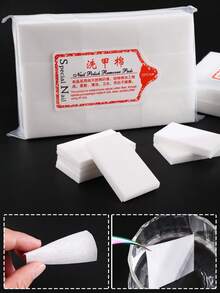 1/2/4 包装 - 无香精、无绒毛卸甲棉片，柔软清洁指甲湿巾，适用于卸除指甲油、化妆品、眼妆，指甲护理工具（1 包/540 片） - 白色 - 查看 2