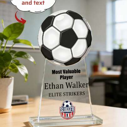 1pc Customized Photo & Text Football Most Valuable Player Acrylic Trophy - Personalized "Most Valuable Player" Trophy With Custom Team Logo, Name And Season | Sports Recognition Gift For Football Players And Teams | Football Theme Trophy