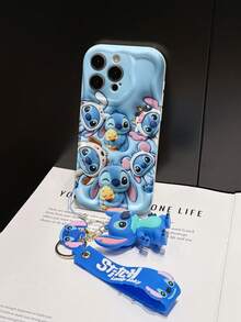 Disney Has Authorized, Phone Case - Chain Set, The Stitch Lilo & Stitch 3D Phone Case Plus A Silicone 3D Stitch Bracelet With Metallic Ring Removable Bracelet, Stitch And Angel Pattern, Compatible With Iphone 17/16/15/14/13/12/11/XS/XR/X Plus Pro Max, A Stylish Cartoon Phone Case, The Perfect Gift Choice, Phone Protection, Durable Phone Cover, Great Gift For Friends And Family - Màu trắng kiểu A - Xem 4