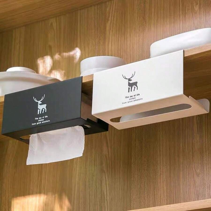 豪华面巾纸盒，壁挂式浴室厨房卫生间悬挂式透明纸巾盒 - 彩色 - 查看 1