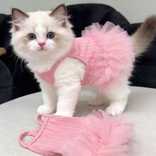 Summer Pet Clothes Fluffy Tulle Dress, Sleeveless Jumper Dress For Dogs Cats Teddy Poodle Princess - Pink - View 9