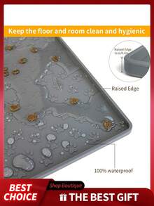 爪印硅胶宠物碗垫，防滑防水猫狗食物碗垫，易于清洁的宠物食品和水垫 - 黑色 - 查看 6