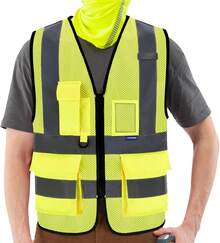 Pink Reflective Safety Vest For Women, Working Safety Gear With Strips, High Visibility Work Vest For Construction, Medium - 黃色網狀物 - 查看 12