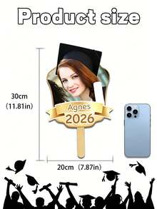 1pc Personalized Wooden Graduation Hand Fan,Custom Photo And Text Graduation Hand Fan, Personalized Class Of 2026 Handheld Sign, Graduation Party Photo Booth Prop,A Unique Keepsake For The Graduate - Multicolor - View 8