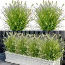 12 Bunches Artificial Onion Grass Foxtail Grass Flowers, Plastic Artificial Potted Plants - Suitable For Outdoor Garden, Indoor Decor, Window Frames | Ideal For Spring, Summer, Autumn, Winter | Anniversary, Easter, Mother's Day, Wedding | Gifts, Garden Decor | Naturally Realistic Flowers | Artificial Floral Art - Green - View 1