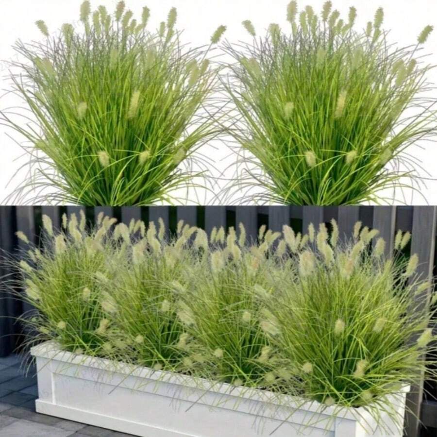 12 Bunches Artificial Onion Grass Foxtail Grass Flowers, Plastic Artificial Potted Plants - Suitable For Outdoor Garden, Indoor Decor, Window Frames | Ideal For Spring, Summer, Autumn, Winter | Anniversary, Easter, Mother's Day, Wedding | Gifts, Garden Decor | Naturally Realistic Flowers | Artificial Floral Art - Green - View 1