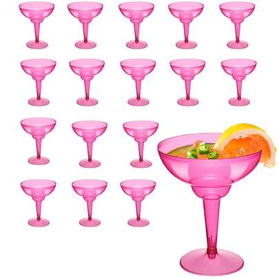 6pcs Plastic Margarita Cocktail Glasses, 8oz Reusable Drinking Cups, Margarita Glasses, Mexican Theme Party Decor, Cocktail Glasses, Suitable For Bachelorette Party, Pool Party, Wedding Celebration And Mexican Theme Celebration