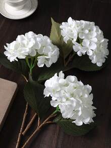 1/3pcs 15.75 Inch Artificial Spring/Summer Greenery, Faux Hydrangea With Stem, Silk Hydrangea Desktop Decor Flower, Suitable For Office, Party, Wedding, Room Decor, Home Decor And Table Centerpiece, All Season Use - White - View 2