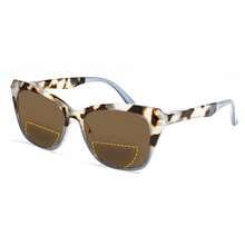 1pc Cat Eye Tinted Bifocal Reading Glasses, Color Combination, Bifocal Lens For Near And Far Vision, Fashion Comfortable Women Reading Glasses With Spring Hinges - 藍豹 - 查看 13