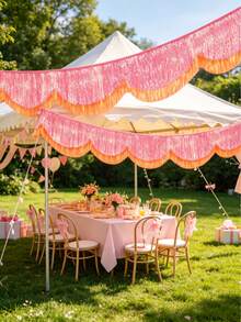 2Pcs 6.6ft Orange Pink  Party Decorations Scalloped Fringe Banner Layered Tassel Garland Backdrop For Halloween Party Decoration  Summer Birthday Photo Booth Backdrop Streamer Bachelorette Bridal Shower Carnival Decor - Multiple Styles - View 4