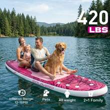 323cm Inflatable SUP Board With Accessories, 3 Removable Fins & Adjustable Paddle | Non-Slip Adult Paddle Board In Various Designs For All Water Activities - 粉紅色叢林 - 查看 2