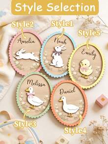 Personalized Birth Name Plaque: Customized Wooden Plaque With Rabbit, Gosling Or Chick Silhouette, Each Engraved With Unique Name. Birth Announcement Plaques, Decorative Gift Tags, Nursery Name Sign. Personalized Gift For New Moms And Parents. - Multicolor - View 10