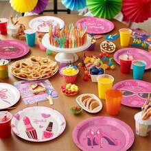 72 platos de papel para fiesta de superhéroes temáticos, platos de postre Hero Boom de 7 pulgadas, juego de vajilla desechable colorido para niños y niñas, cumpleaños y baby shower - Chica rosa - Ver 5