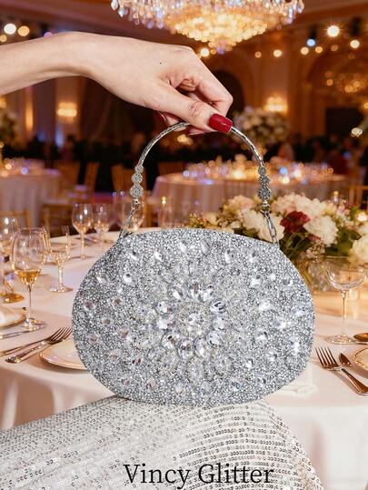 Sparkling Sunflower Crystal Evening Handbag, Vintage Elegant Lady Small Round Bag, Fashion Versatile Handmade Purse For Party And Events