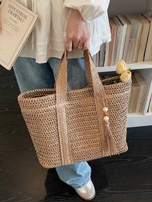 Bolso de Hombro/Axila para Mujer, Casual, Minimalista, Espacioso, Ligero y Versátil - Caqui 2 - Ver 3