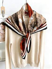 1 chiếc khăn vuông họa tiết hoa hồng, kiểu dáng mềm mại và thanh lịch, có thể quàng quanh eo hoặc vai để tạo nhiều kiểu dáng khác nhau, thích hợp cho bãi biển, kỳ nghỉ. - Nhiều màu - Xem 12