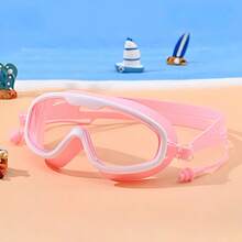 Children's Swimming Goggles, Waterproof, Anti-Fog, High-Definition, Large Frame, Integrated Earplugs, Boys' And Girls' Swimming Goggles, Professional Diving Set - 白藍色 - 查看 1