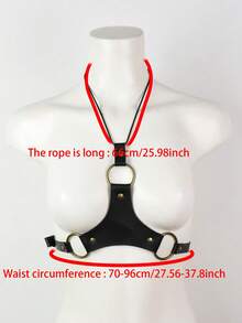 1 chiếc áo nịt ngực bằng da đen phong cách Gothic, thắt lưng vòng chữ O kiểu Punk, phụ kiện thời trang dự tiệc hộp đêm, áo corset da phong cách đường phố Châu Âu và Mỹ. - màu đen - Xem 5