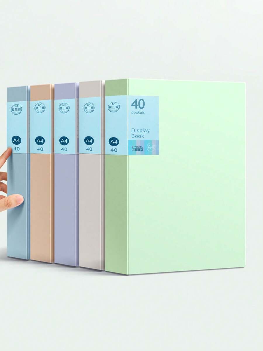 A4 Clear File Folder With 40 Transparent Sleeves, Student Supplies For Storing Documents, Contracts, Office Essentials - Single Piece - View 1