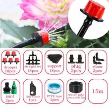 Kit de riego por goteo automático (versión de jardín) - 4/7 mm, equipado con boquilla de niebla de latón, adecuado para césped, plantas en maceta y invernadero, sistema de riego por goteo automático para césped, plantas en maceta e invernadero - Multicolor - Ver 12